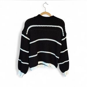 SHEIN Black and White Crew Neck Sweater with Stripes